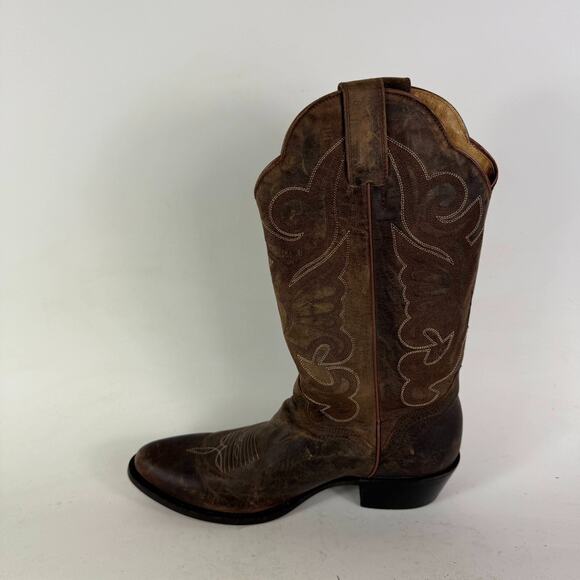 J.B. Dillon Western Boots Men's 8.5 Brown Leather Embroidered Mid-Calf Cowboy - Picture 6 of 10